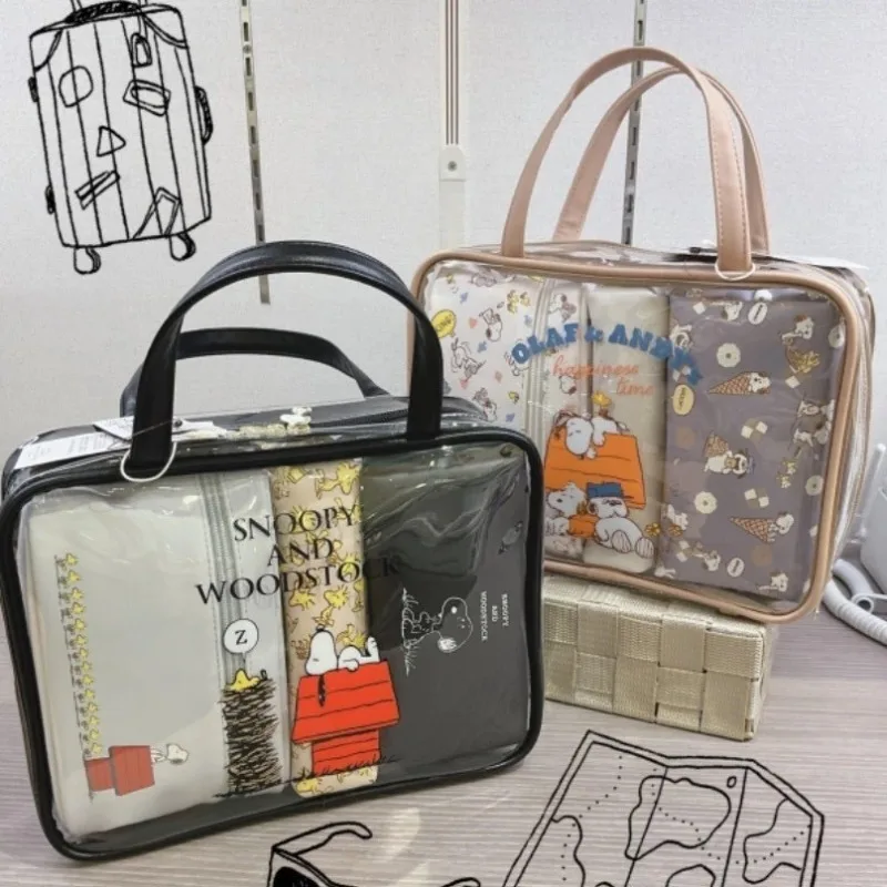 

Kawaii Cute Cartoon Snoopy 4Pcs Makeup Bag Travel Storage Handbag Skin Care Supplies Organize and Classify Toilet Bag