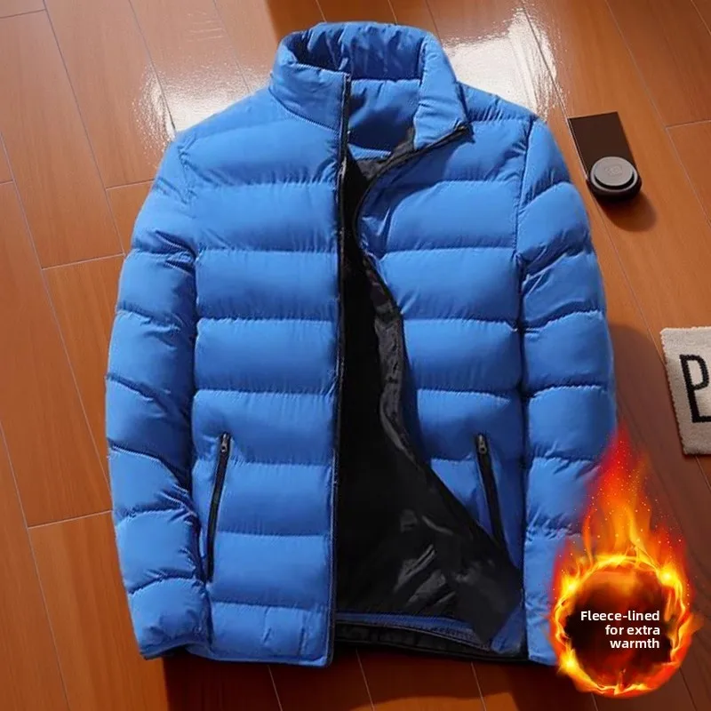 

Men's Winter Thiened ort down Cotton Jaet Stand Collar Warm Cozy Large Size Open Cardigan Coat Sli Urban Faion