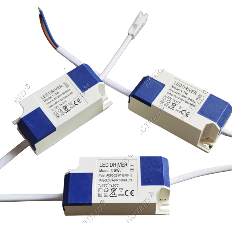 10pcs LED Power Supply 1W 3W 5W 7W 12W 24W 36W 300mA AC85-265V Constant Current Driver For Downlight Ceilling Panel Transformer