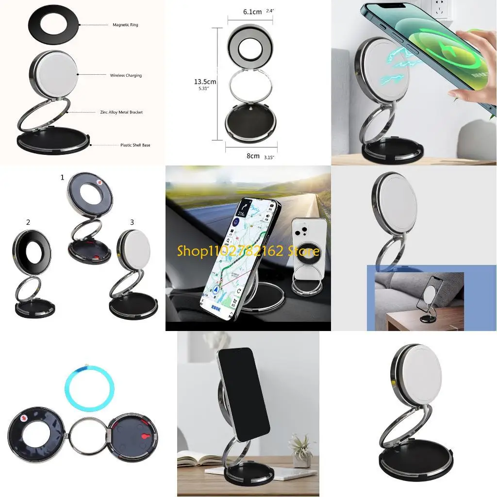 

547B Магнитный гибкий держатель телефона на центральной консоли для всех телефонов. Подставка для беспроводного зарядного 2 в 1,