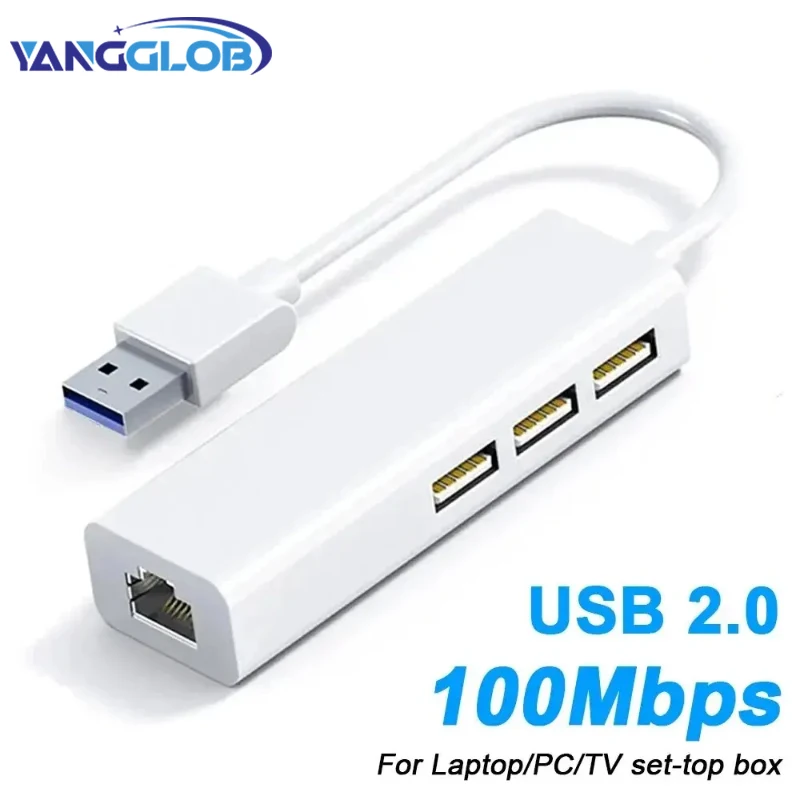 100Mbps USB C Network Card USB To RJ45 Ethernet Lan Adapter 3 USB 2.0 Type C Hub for MacBook Xiaomi Samsung Huawei PC Computer