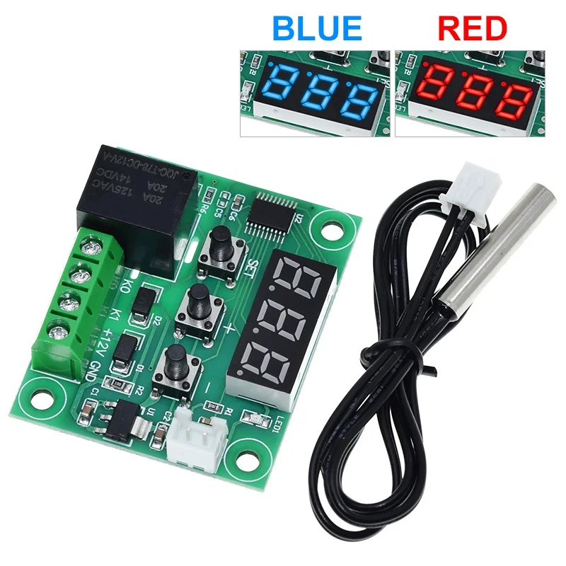 TZT W1209 Blue/Red light DC 12V heat cool temp thermostat temperature control switch temperature controller thermometer thermo