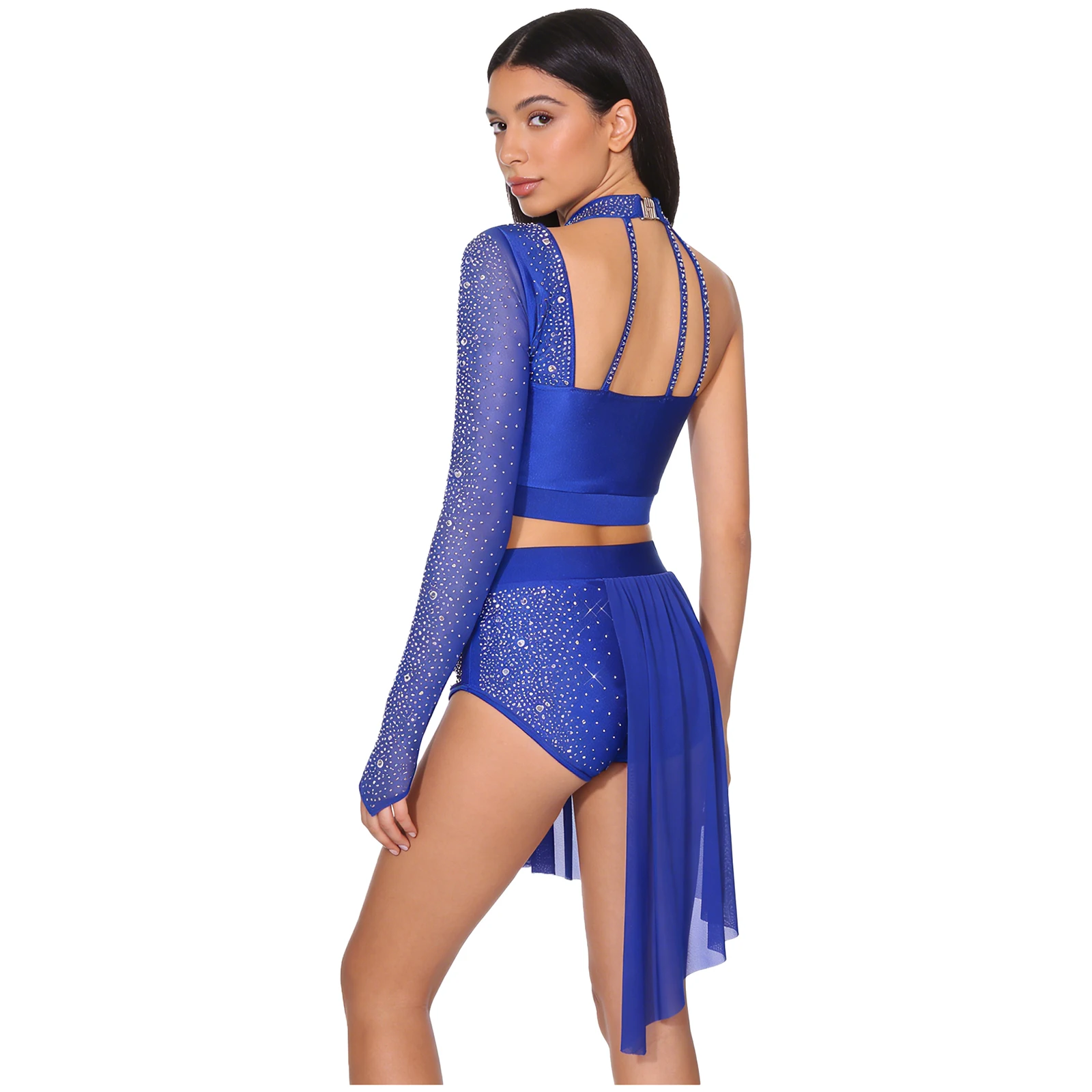 Conjunto de Dança Latina Strass e Transparência - close-up view