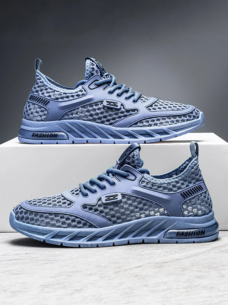 

Men's Summer Anti-Odor Breathable Hollow out Mesh Sandals Outdoor Wading Quick Dry Beach Shoes Casual Flat Slip-On EVA Insole