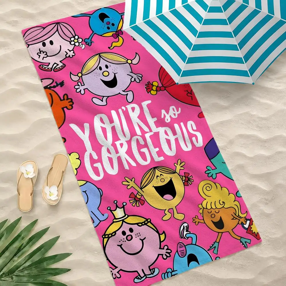 Cartoon M-Mr. Men Little Miss Towel Towel Beach Towel Oversized Quick Dry Towel Absorbent Soft Swim BeachTowels for Men Women