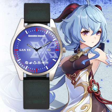 Anime Genshin Impact Keqing Ganyu Quartz Watch Wristwatch Cosplay Game Couples Watches Student Gift