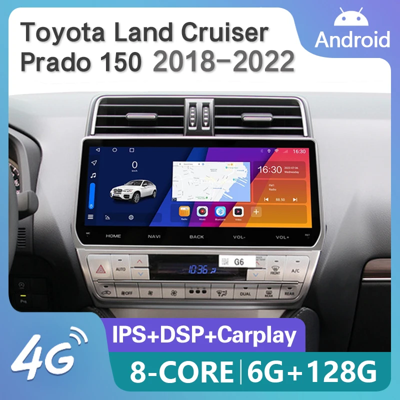 

12.3" 2 Din Android Car Radio Multimedia DVD Player For Toyota Land Cruiser Prado 150 2018-2023 Navigation GPS Carplay Head Unit