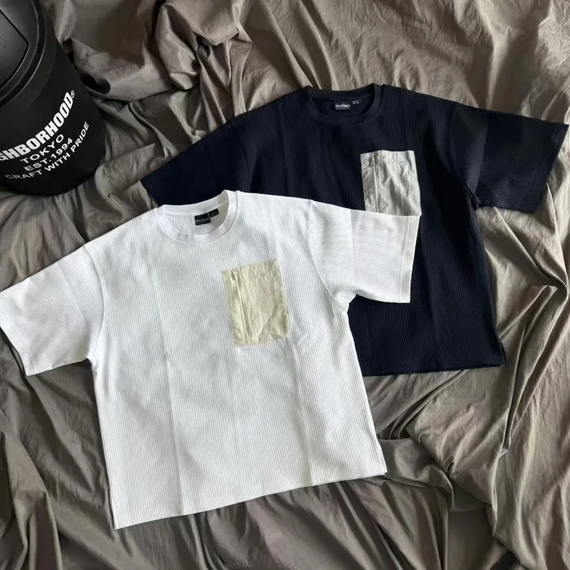 Waffle Fabric Wildthings Pockets T Shirt Japanese Men Women High Quality Quick Fry Breathe Loose Black White T-shirt Tops Tee