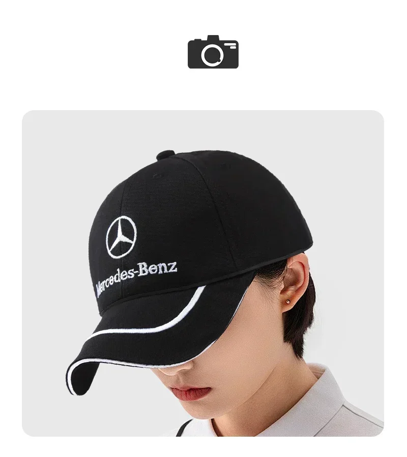 For Mercedes Benz AMG Car Emblem Embroidery Snapback Baseball Cap Spring and Autumn Outdoor Adjustable Casual Hats Sunscreen Hat