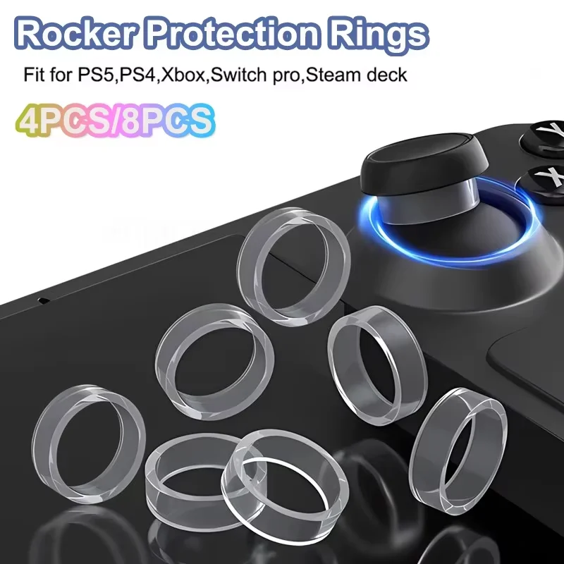 4/8pcs Elastic Protective Joystick Rubber Ring for PS5/ PS4/ Xbox/ Switch Pro/ Steam Deck/Rog Ally Rocker Silicone Ring Cover