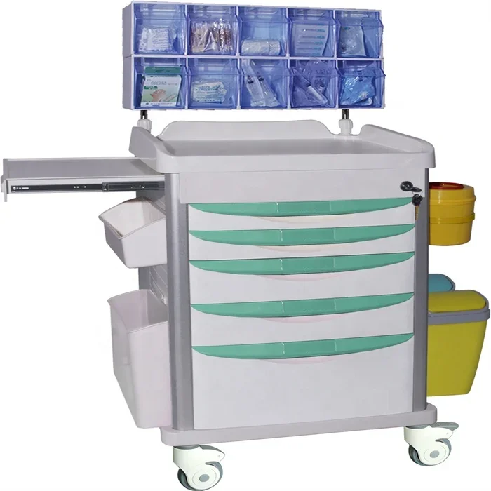 

EU-TR576 Hospital ABS Medical Anesthesia Trolley Anesthesia Cart Medical Crash Cart for sales