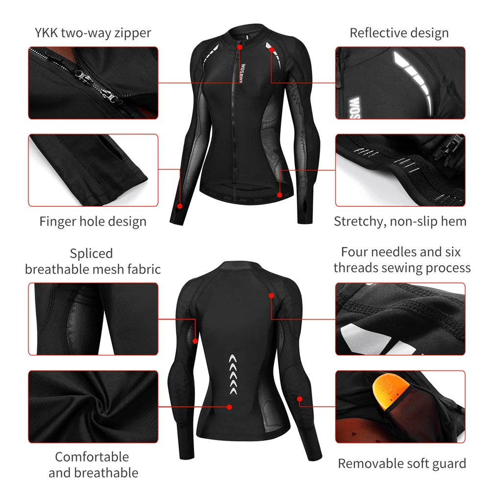 WOSAWE-Chaqueta de armadura suave para motocicleta para mujer, equipo de protección para montar en Motocross, protección de hombros, certificación CE, ropa de Moto