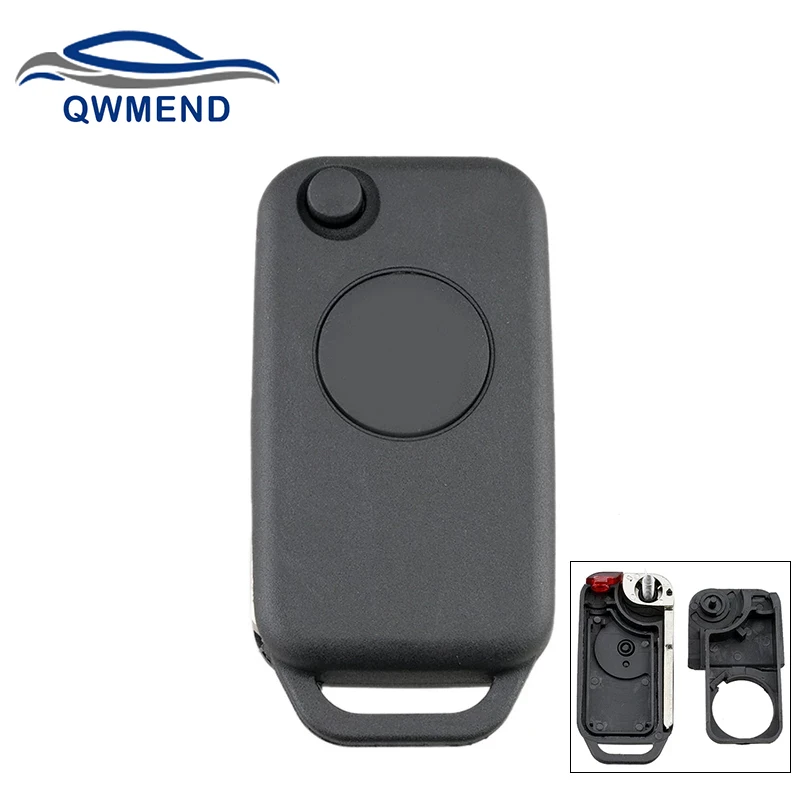 

QWMEND 1 Button Car Remote Key Shell for Mercedes Benz W168 W124 W202 1984-2004 A C E For Two Smart Car Key Case