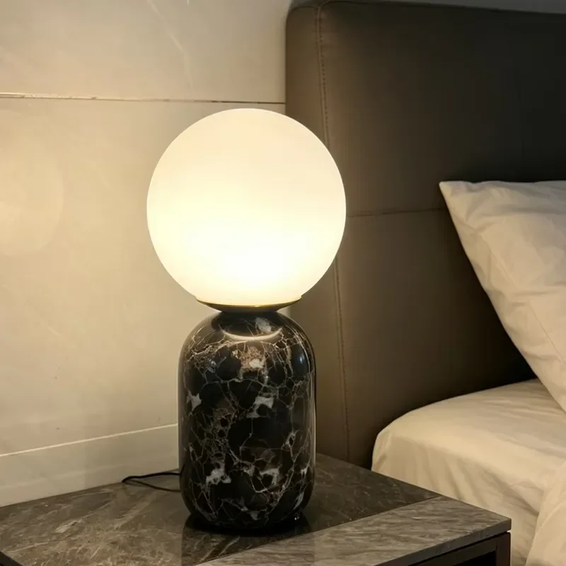Modern Cordless Rechargeable LED Marble Table Lamp with Touch Control for Home Decoration Custom Base