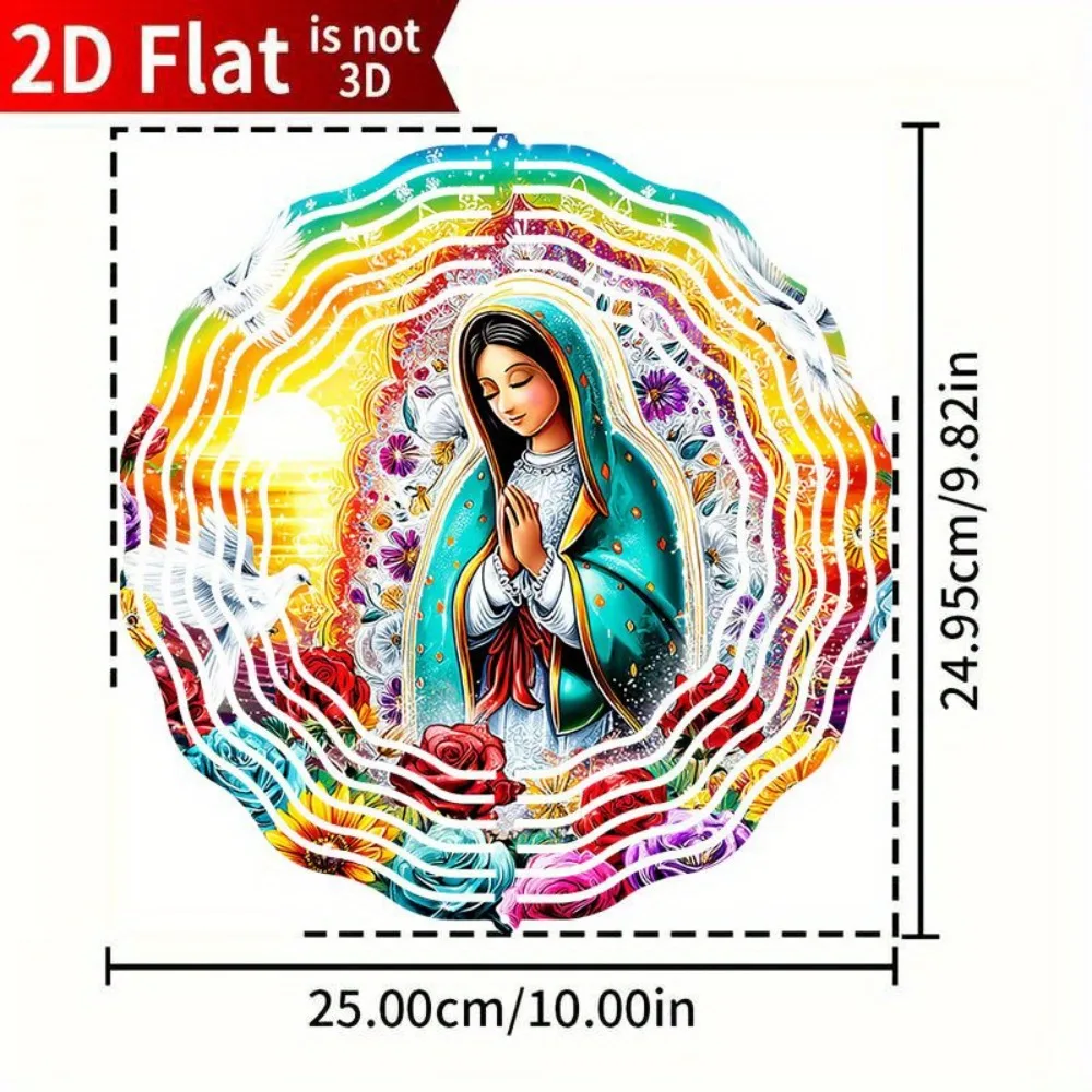 CIFBUY Metal Wind Spinner Religious Garden Ornament Our Lady of Guadalupe Christian Gift for Patio Home Decor Outdoor Display