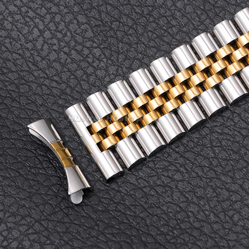 12mm 13mm 14mm 16mm 17mm 18mm 19mm 20mm 21mm 22mm Stainless Steel Watch Band Flat Curved End Metal Strap Folding Buckle Bracelet