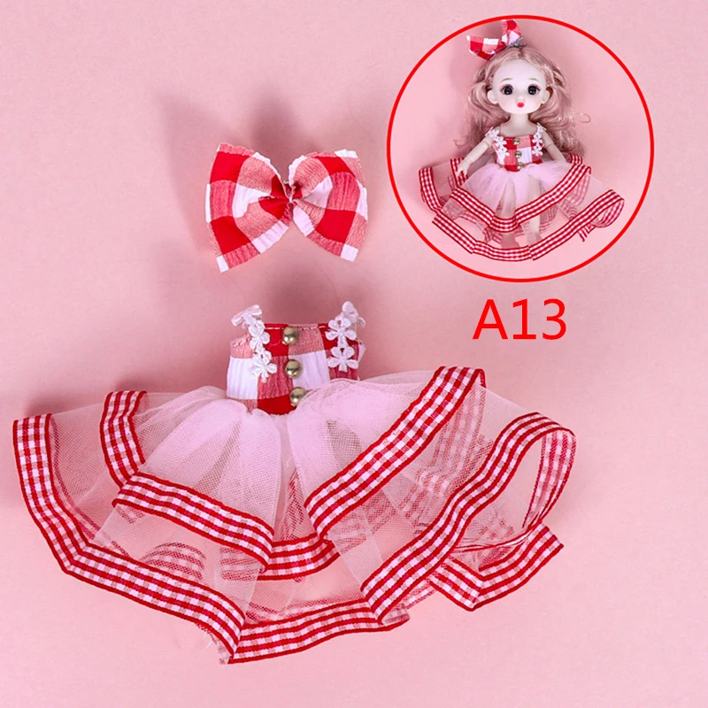 Moda 16cm boneca roupas saia terno para 1/12 bonecas/16-18cm boneca/ob11 boneca para crianças vestir acessórios meninas brinquedo