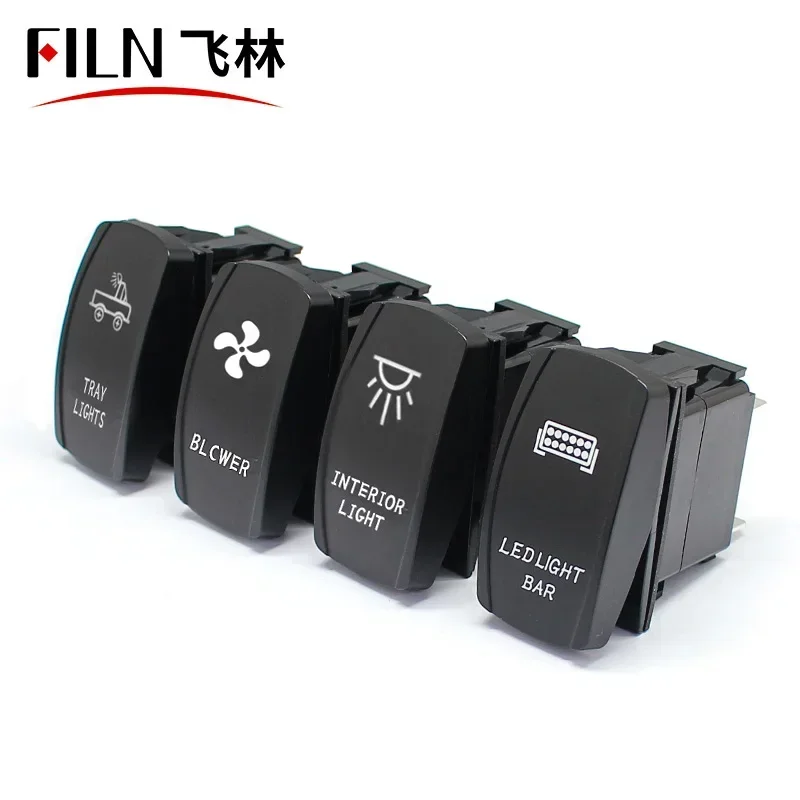 

FILN 12V 24V Truck SPST Switch Carling Waterproof 5Pin ON OFF Marine Switch Car Boat Rocker Switch WIth Dual LED Light Bar