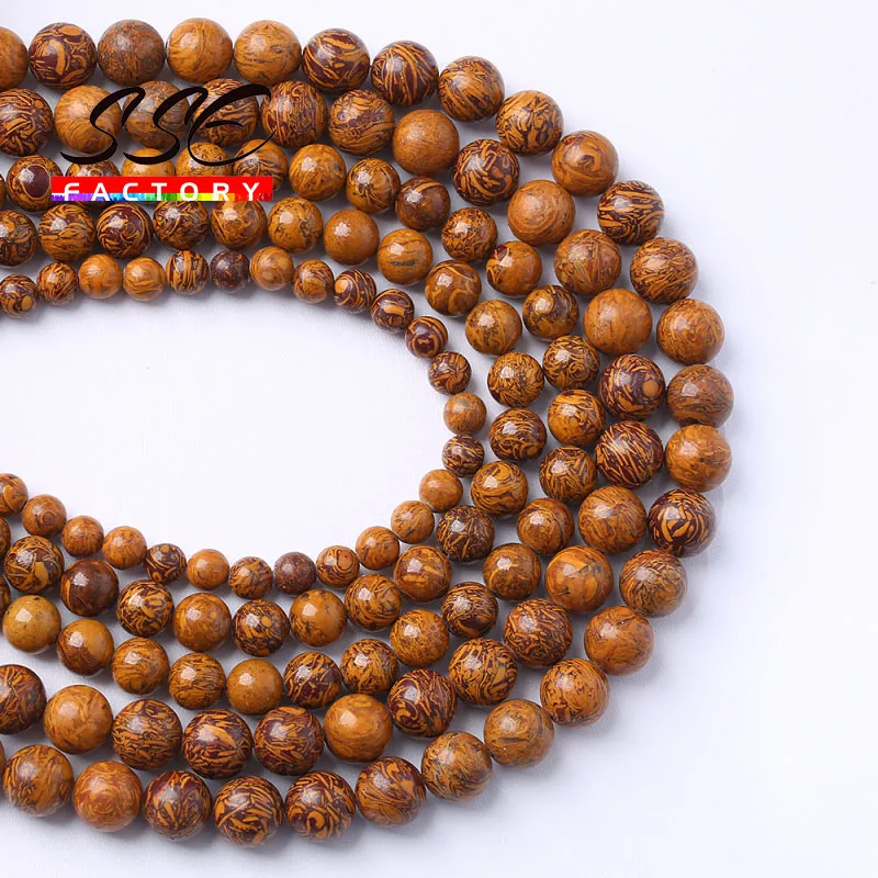 Round Natural Elephant Skin Jaspers Stone Beads Loose Spacer Beads For Jewelry Making DIY Bracelet Accessories 4/6/8/10/12mm 15\