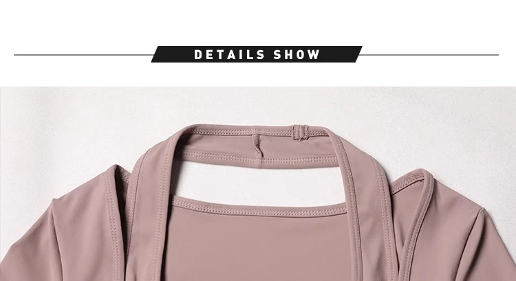 Herbst Sport Damen Oberteile Modische Langarm-Trainings-Tops mit Daumenlöchern Fitness Crop Yoga-Top – Detail 3
