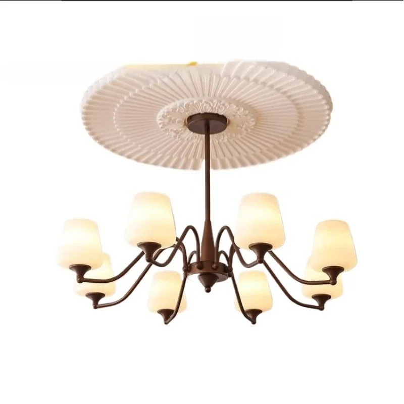 

Medieval style living room chandelier, simple French retro dining room, main hall light American wrought iron, bedroom lamps