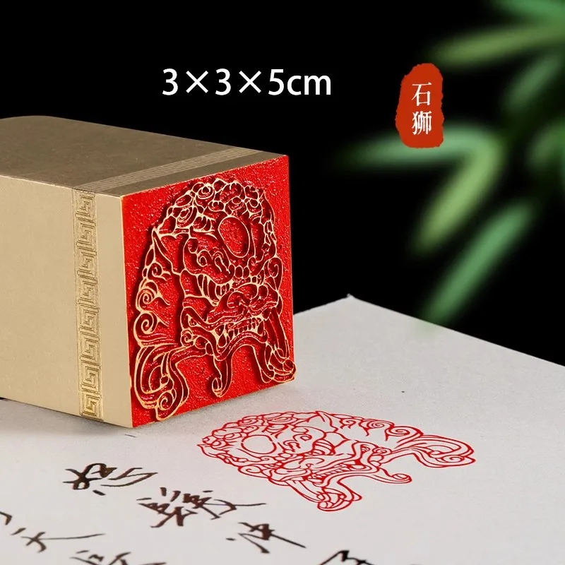 

Finished Aniaml Lion Tiger Square Stamp Seal For Painting Drawing Art Supplies Xian Zhang