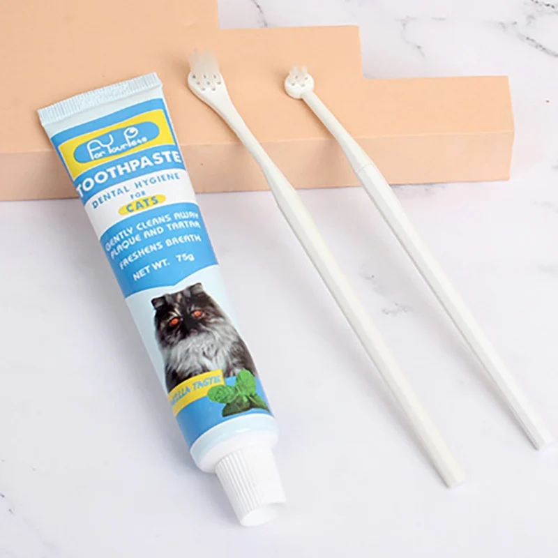 Cat Dog Toothbrush Toothpaste Kit Pet Cleaning Tooth Oral Fresh Cleaner Puppy Kitten Gel Toothpaste Set Pet Grooming Supplies