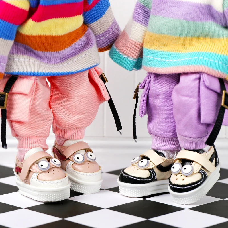 1 Pair of OB11 Doll Baby Shoes Big Eyes Cartoon Anime Cute Sneakers 1/12 Bjd Doll Shoes Decoration Detachable Doll PVC Material