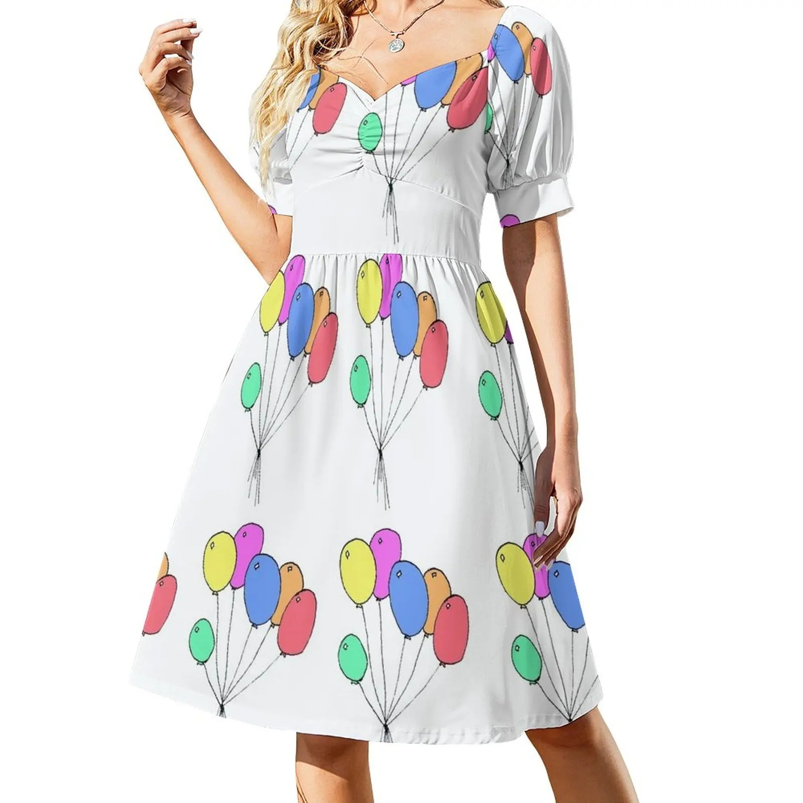 Birthday Balloons Colorful Party Pattern Design Sleeveless Dress Casual dresses dress korean style bandage dress