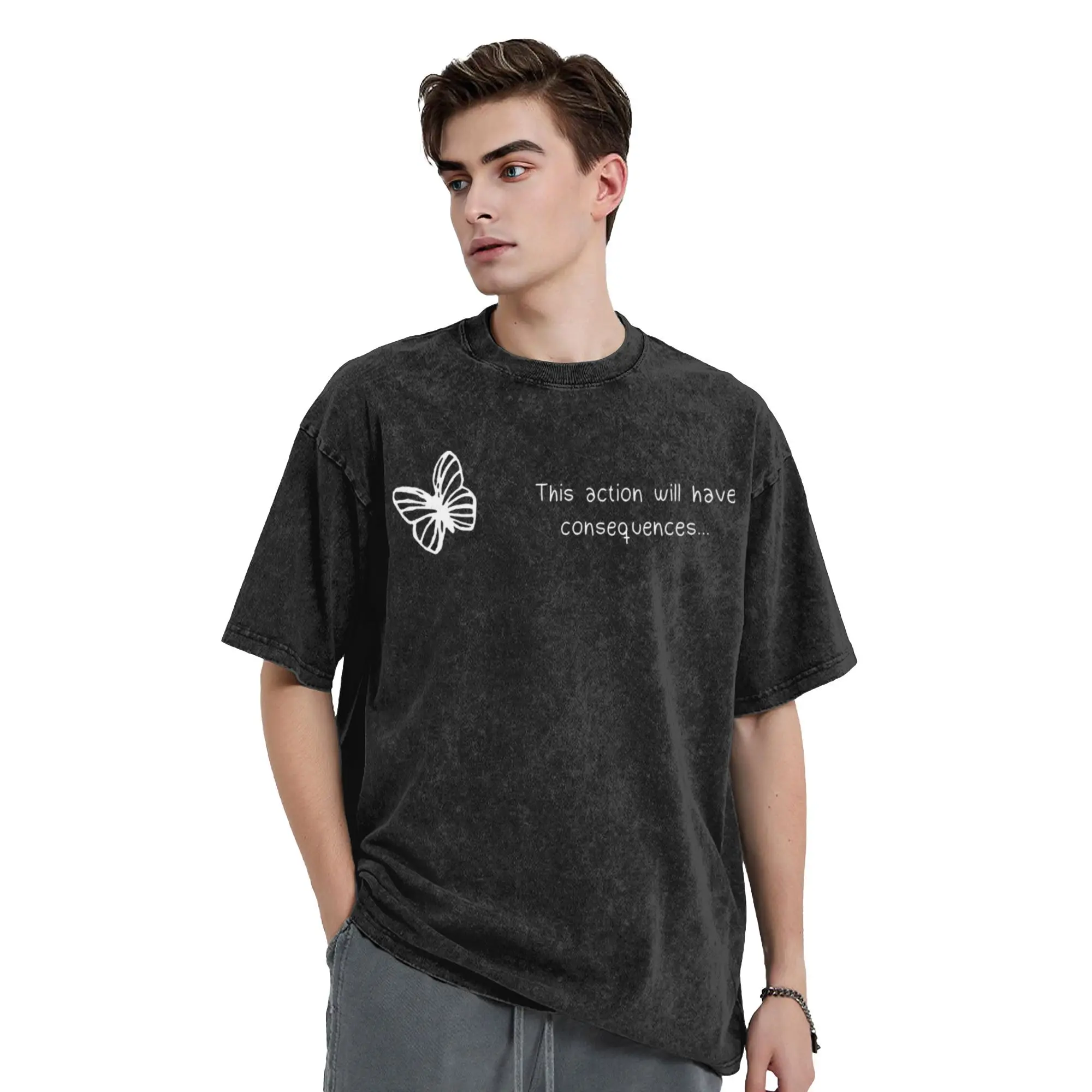 This Action Will Have Consequences Butterfly Effect Choice Life is Strange T Shirt Washed Oversize T-Shirt Game Streetwear Tees