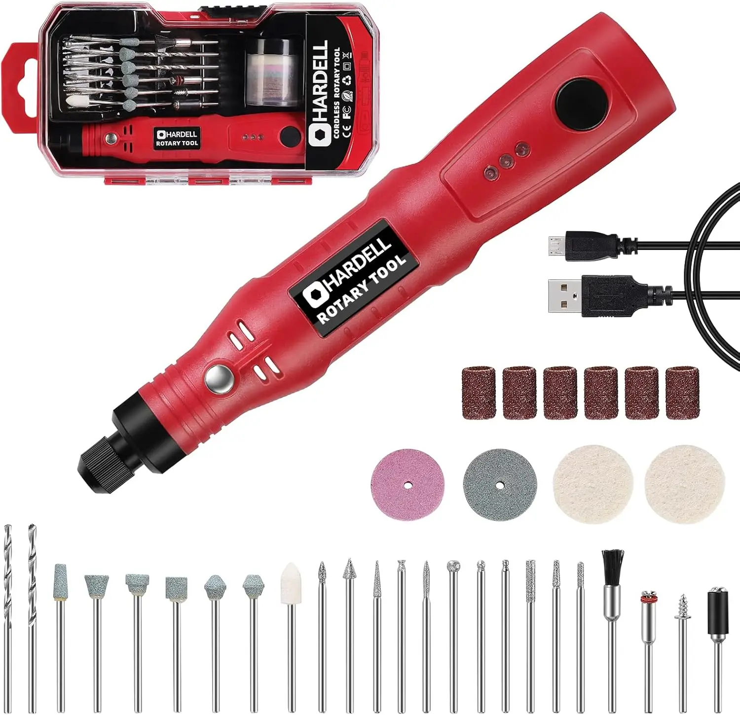 

HARDELL Mini Cordless Rotary Tool 3-Speed Power Rotary Tool Woodworking Engraving Pen Mini Wireless Drill Accessories