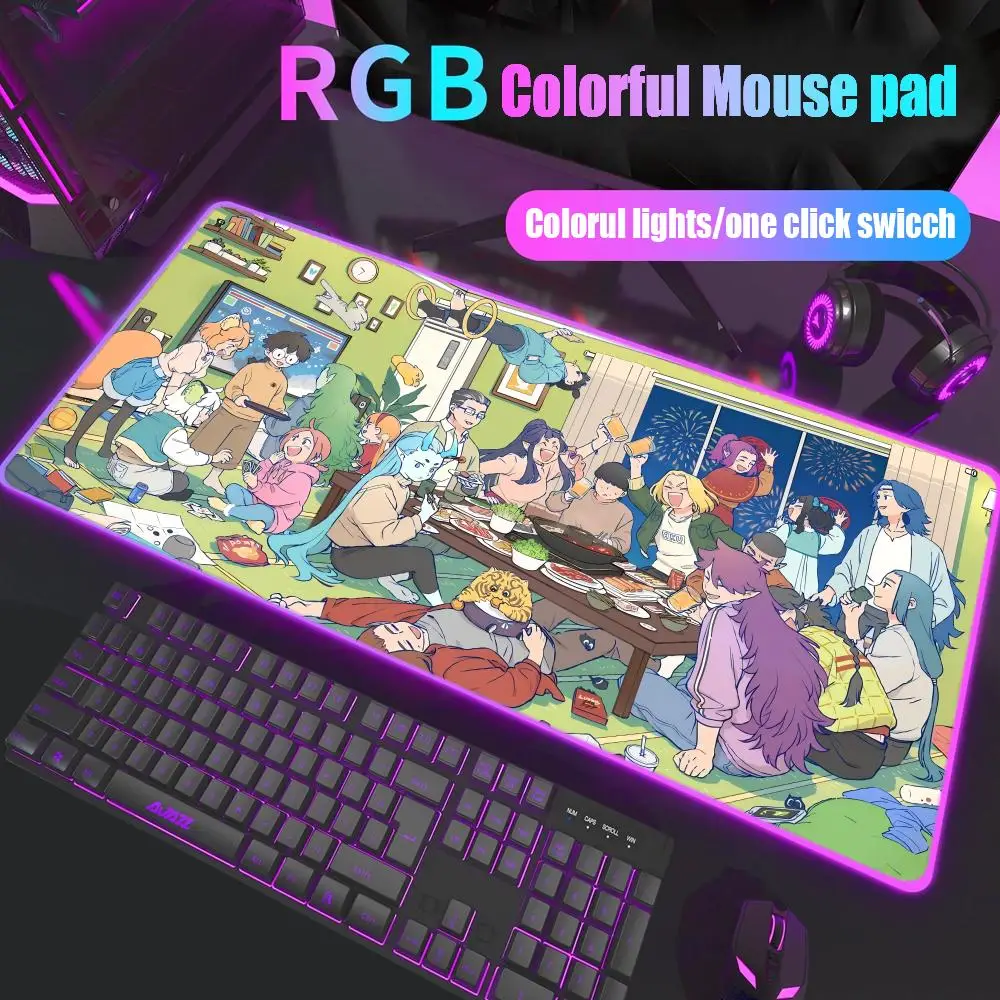 

Cute The Legend of H-Hei Mouse Pad Rgb Desk Mat Back Light Led Mousepad Setup Gaming Accessories Deskmat Big Mousepad Backlight