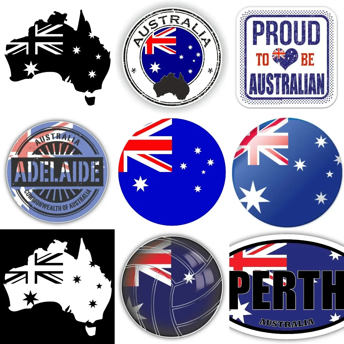 

Creative AUS Australia Flag Map Emblem PVC Sticker for Decorate Fridge Wall Car Helmet Bicycle Truck Window Decal Accessories