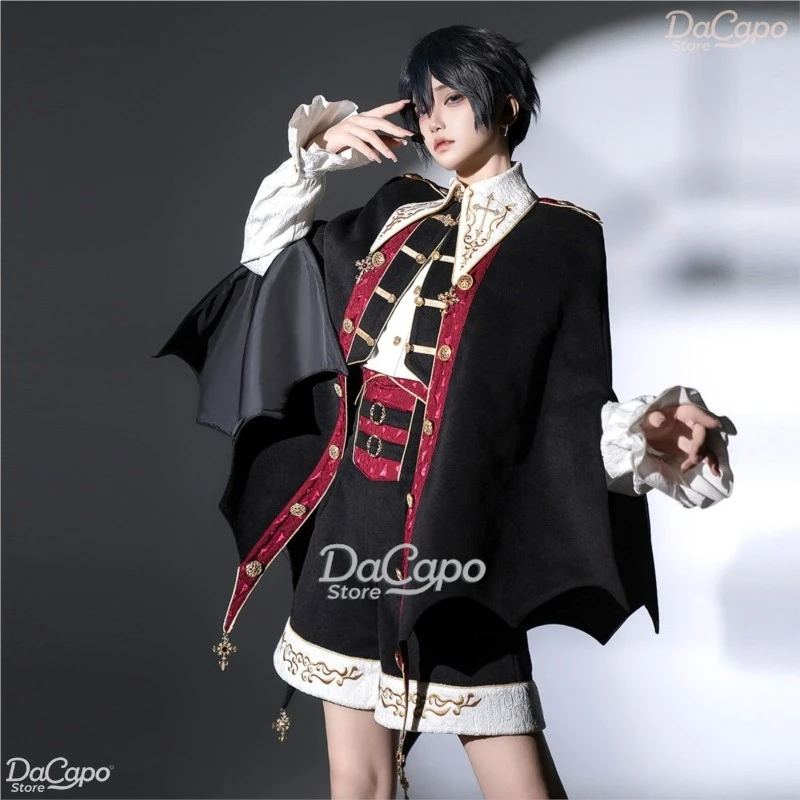 Original Vampire Unisex Ouji Femboy Lolita Outfit Women Gothic Daily Suit Jacket Shirt Set Cosplay Halloween Party Cape Shawl view 5