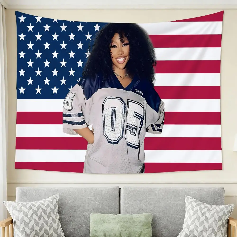 Singer S-SZA Tapestry Wall Hanging Tapestry Aesthetic Room Decor Banners for Bedroom Living Room Outdoor Party