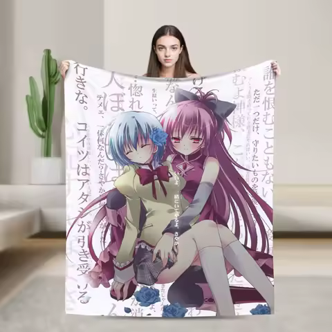 Puella Magi Madoka Magica Blanket Anime Sakura Miki Plush Vintage Soft Throw Blanket for Coverlet Summer,