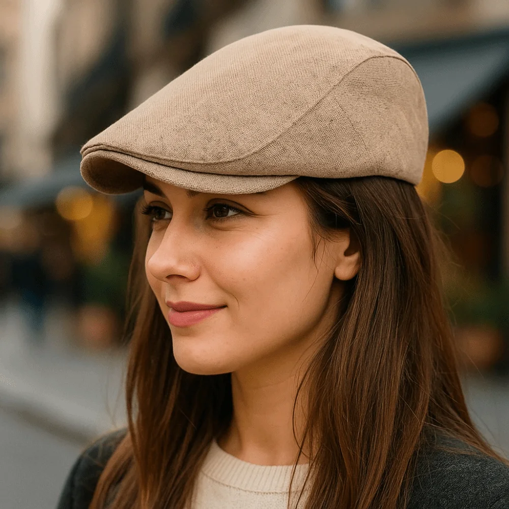 

Classic Breathable Peaked Cap Plain Design Casual Duckbill Hats Windproof Vintage Flat Hats Photography