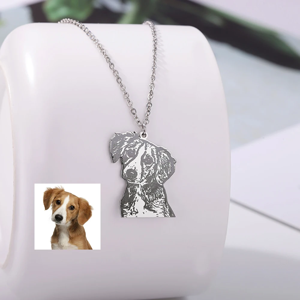 

Custom Pet Dog Cat Photo Necklaces For Women Men Stainless Steel Customized Animal Picture Pendant Necklace Personalized Jewelry