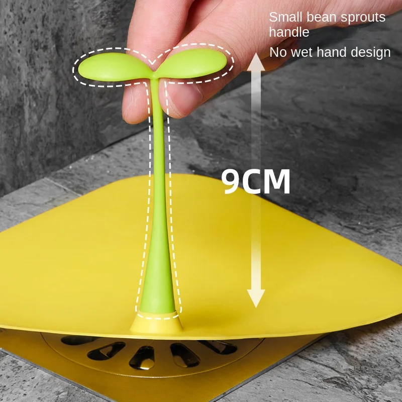 Little bean sprout cute shape floor drain toilet floor drain insect-proof odorproof cover silicone insect-proof cross-band