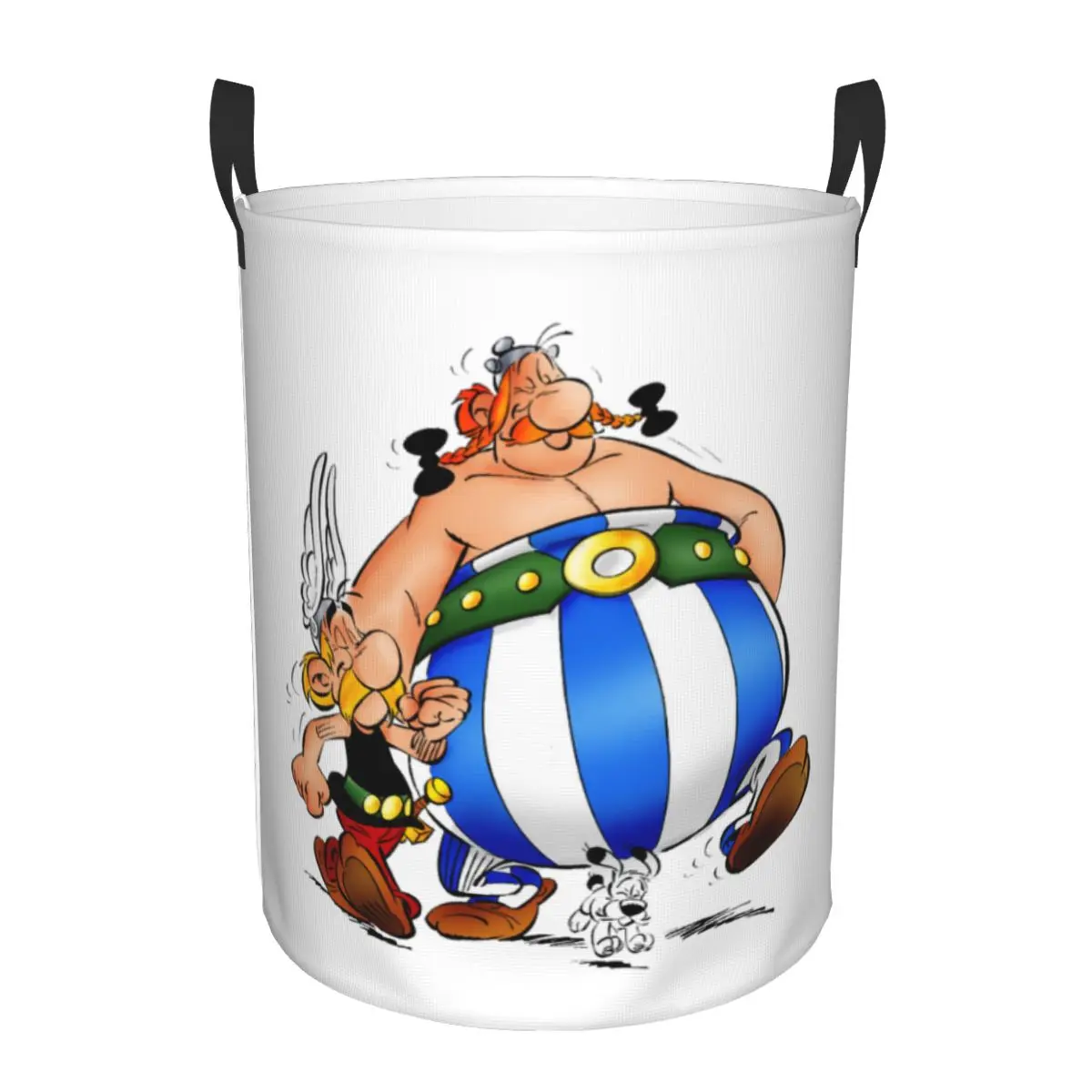 Custom Anime And Asterix Obelix Idefix Laundry Basket Foldable Clothes Hamper for Nursery Kids Toys Storage Bin