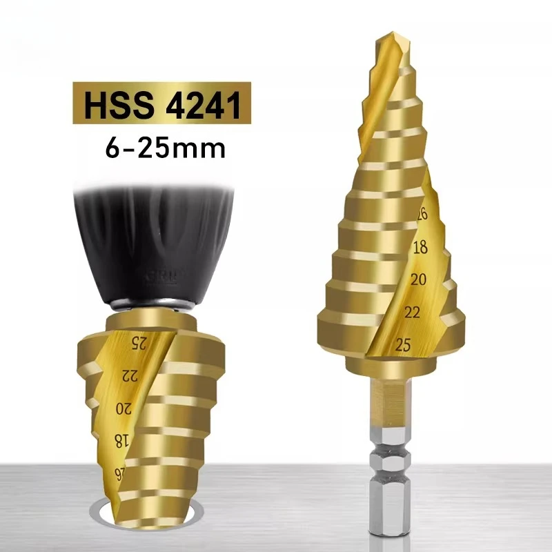 

Спиральный ступенчатый сверло-развертка с шестигранным хвостовиком 6-25 мм, высокоскоростной, модель 4241