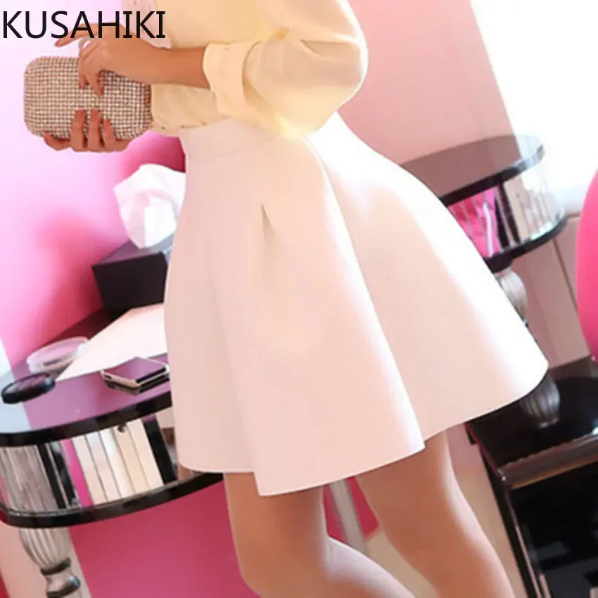 KUSAHIKI Autumn New High Waist Causal Solid A-line Woman Skirts Fashion Korean Style Skirt Faldas Mujer Moda 2023 Bottoms