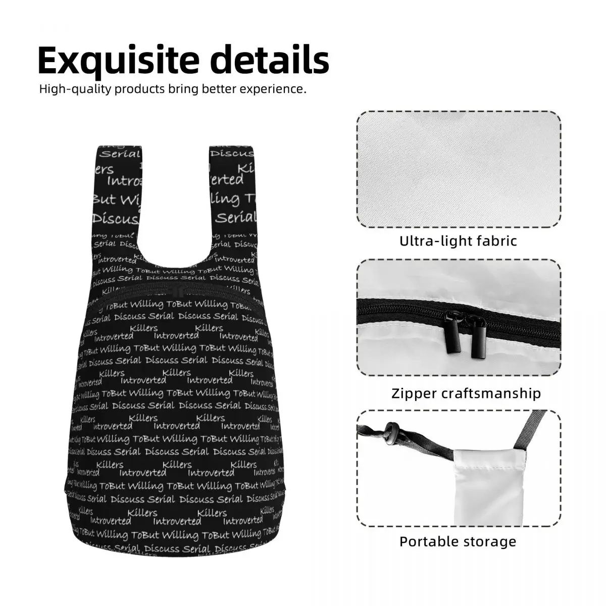 Introverted But Willing To Discuss Serial Killers Backpack School Bag Hiking Travel Daypack Storage Bookbag Shoulder Bags