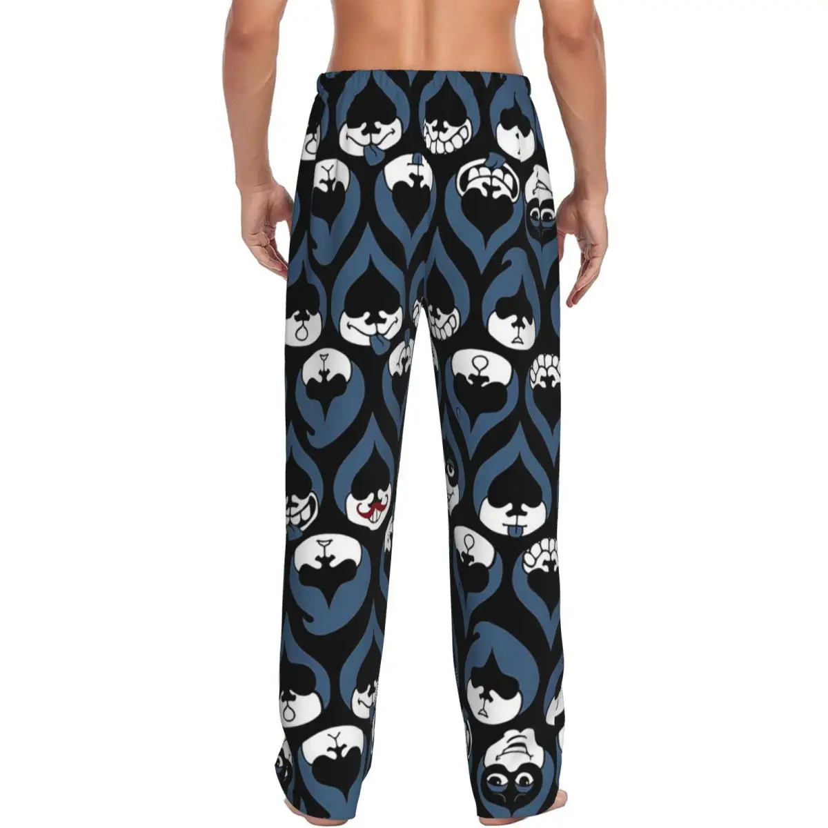 Custom Deltarune Lancer Face Drop Pattern Pajama Pants Men Sleepwear Sleep Lounge Bottoms with Pockets