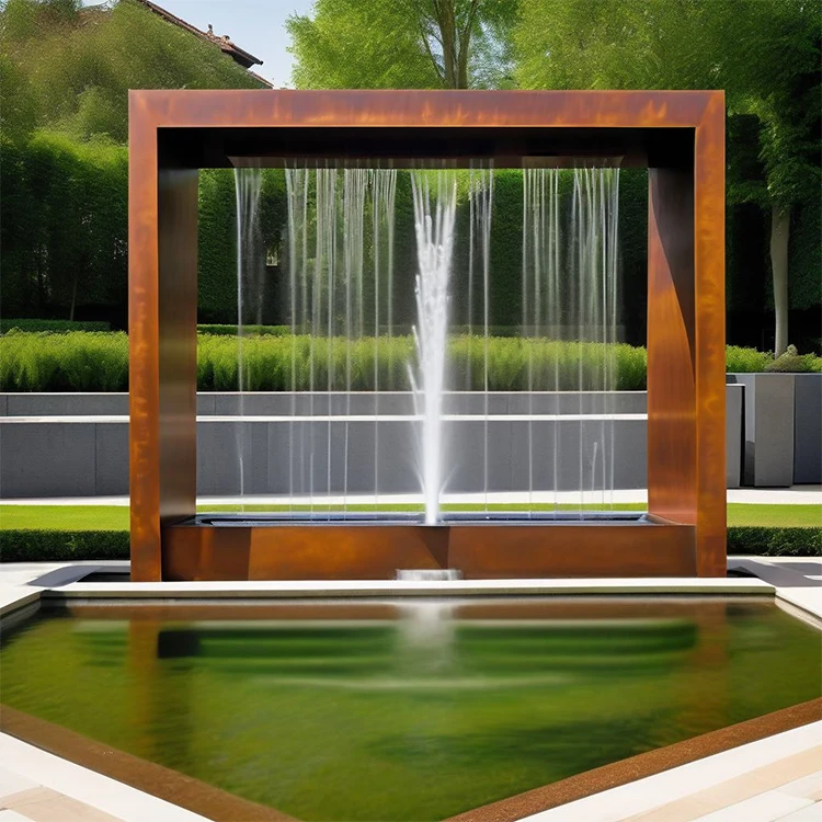 

Innovative Weathering Steel Fountain & Waterfall Set | Trendy Outdoor Water Feature