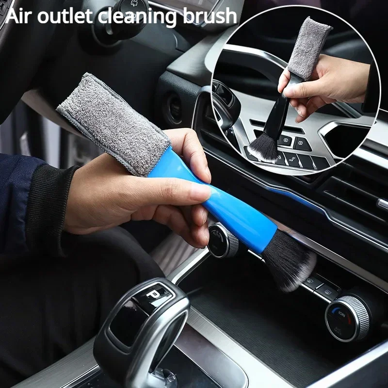 على الوجهين سيارة تكييف الهواء منفذ الهواء مكيف هواء السيارة الأوساخ منفضة فرشاة تنظيف أداة تنظيف فرشاة السيارة البلاستيكية #6