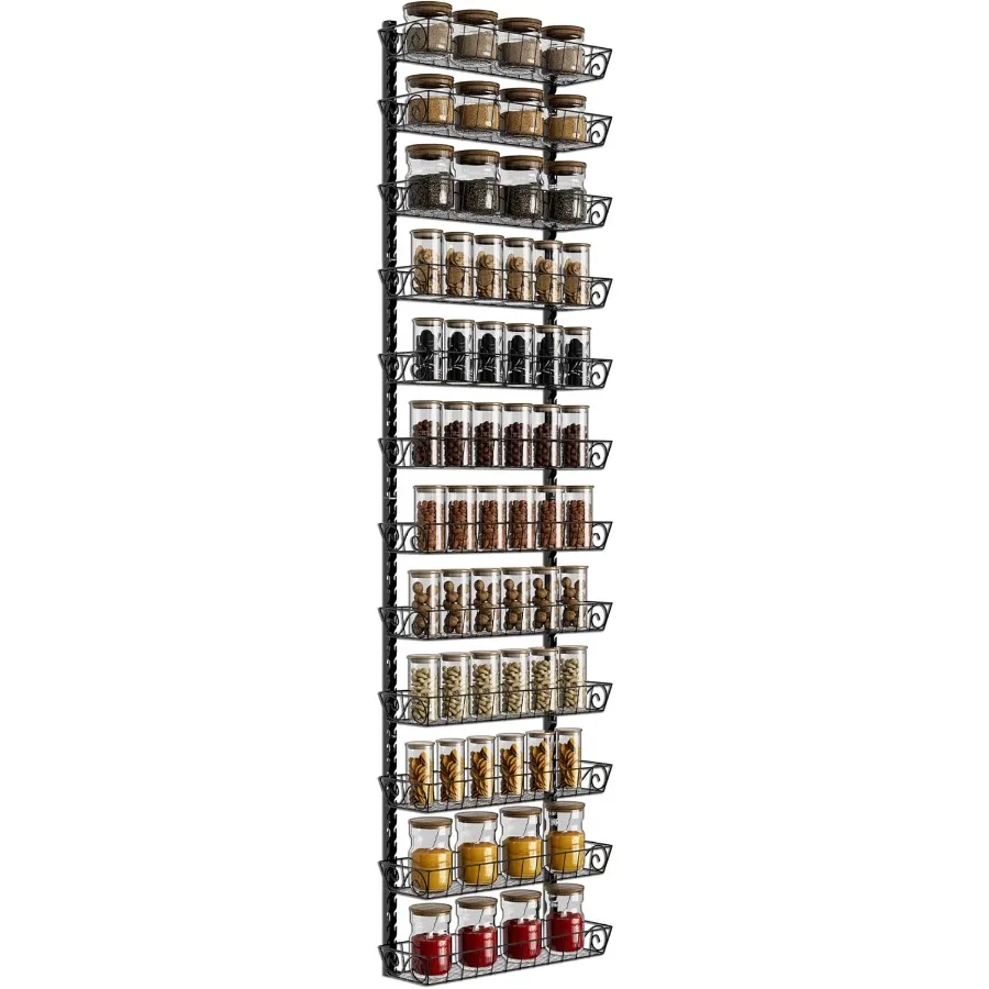 

Adjustable Wall Mount Spice Rack Organizer 12Tier Dualuse Multiuse Hanging Spice Shelf Storage for Kitchen Pantry Cabinet Door