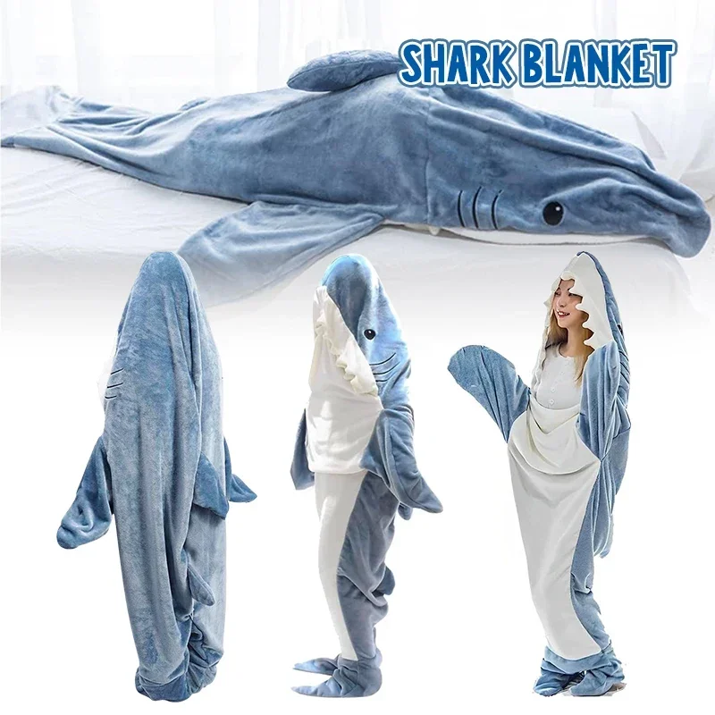 Wearable Shark Blanket Adult Shark Blanket Hoodie Adult Cartoon Animals OnePiece Blanket Cozy Sleeping Bag Cosplay Shark Costume