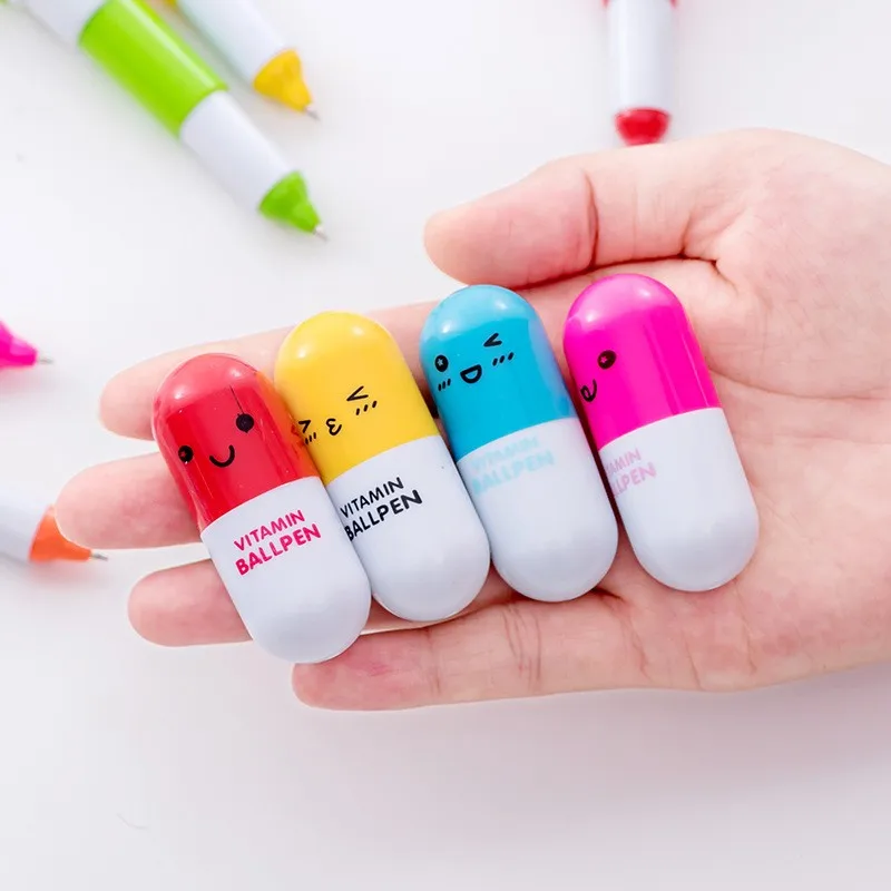 20Pcs Cartoon 6 Colors Retractable Pill Pens Kids Party Supplies Boys Girls Birthday Guest Gift Giveaway Pinata Filler Gift Pack