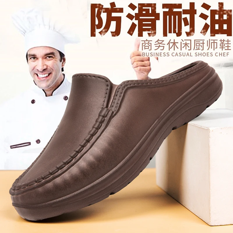 Summer Men Chef Shoes Anti Slip and Oil Proof Men's Work Shoes EVA Lazy Slippers Casual Trendy Slipper Fashion Garden Shoes
